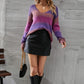 Woman in multicolored sweater