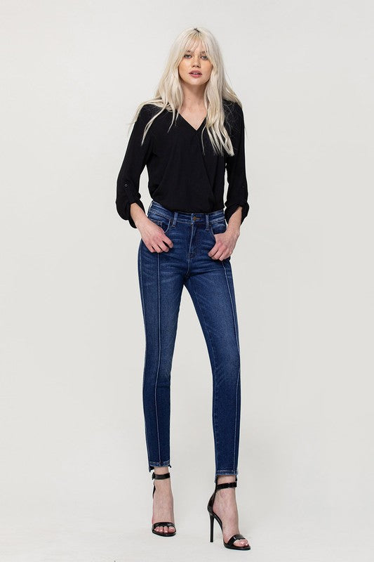 Woman in jeans and black shirt