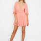 Short dress with flutter sleeve and ruffle trim