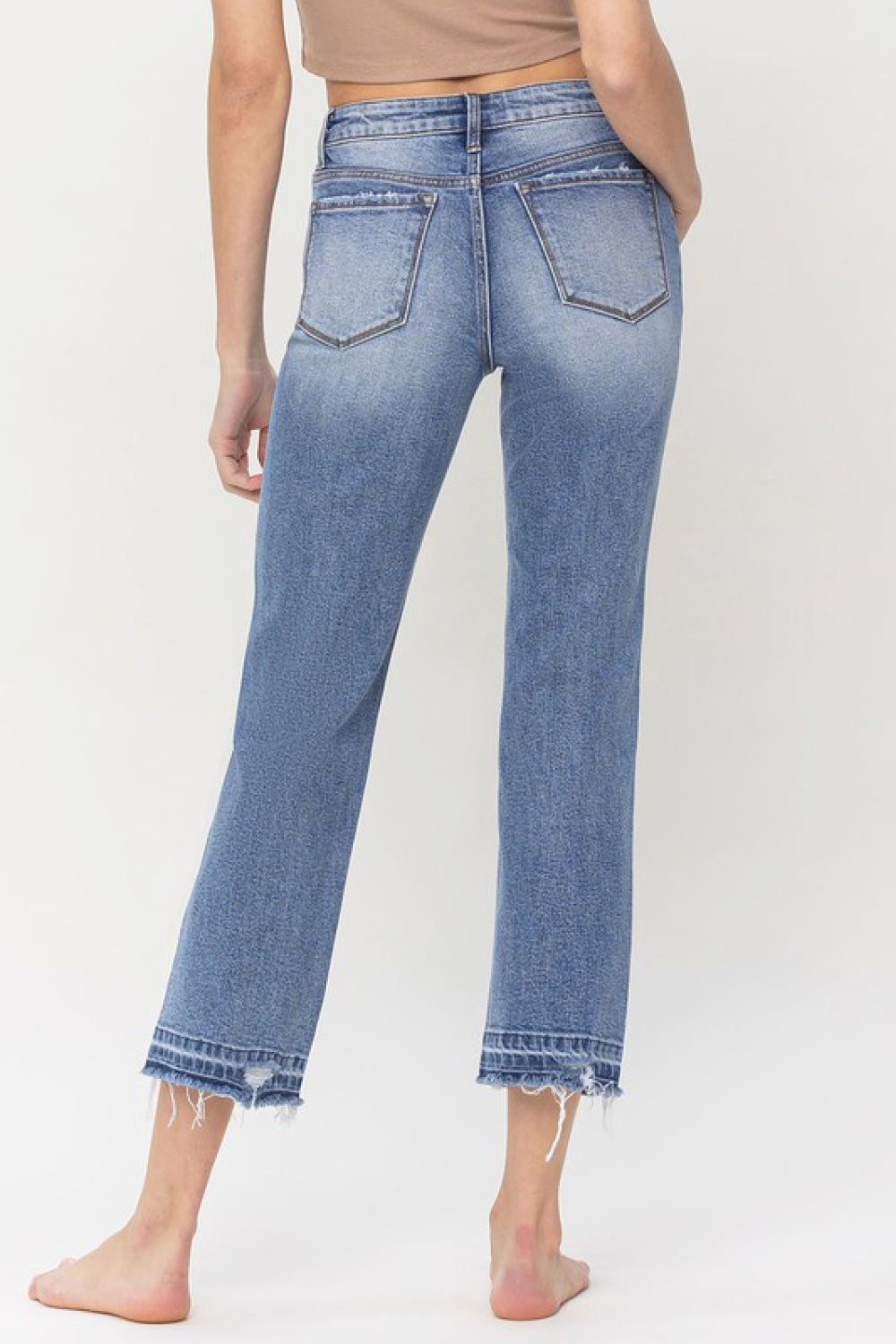 High Rise Crop Straight Jeans