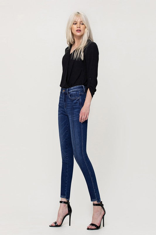 Woman in jeans and black shirt