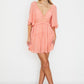 Short dress with flutter sleeve and ruffle trim