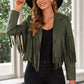 Fringe Trim Lapel Collar Cropped Blazer