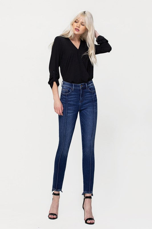 Woman in jeans and black shirt