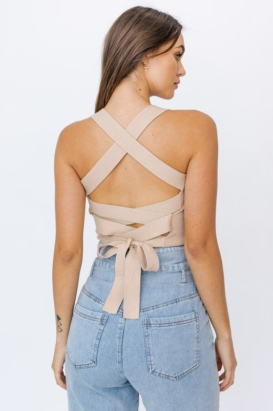 Criss-cross tie back cami