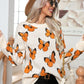 Butterfly Print Long Sleeve Sweater