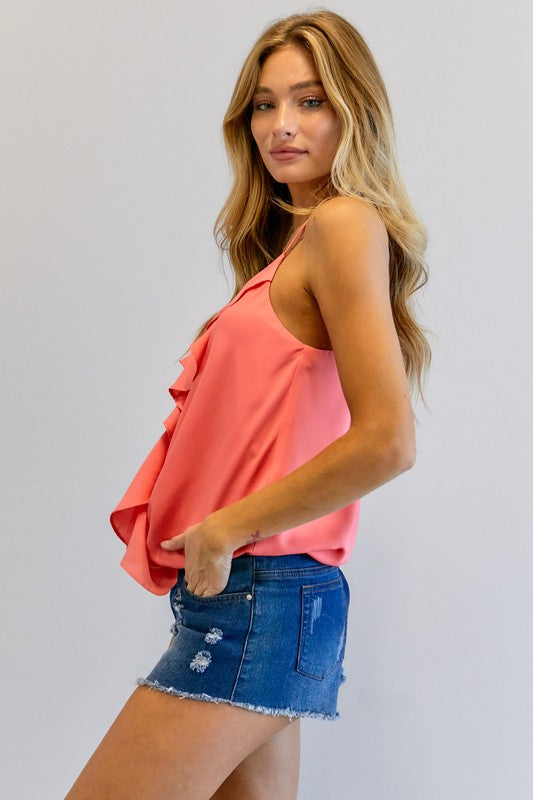 Woman in pink tank top