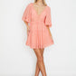 Short dress with flutter sleeve and ruffle trim