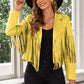 Fringe Trim Lapel Collar Cropped Blazer